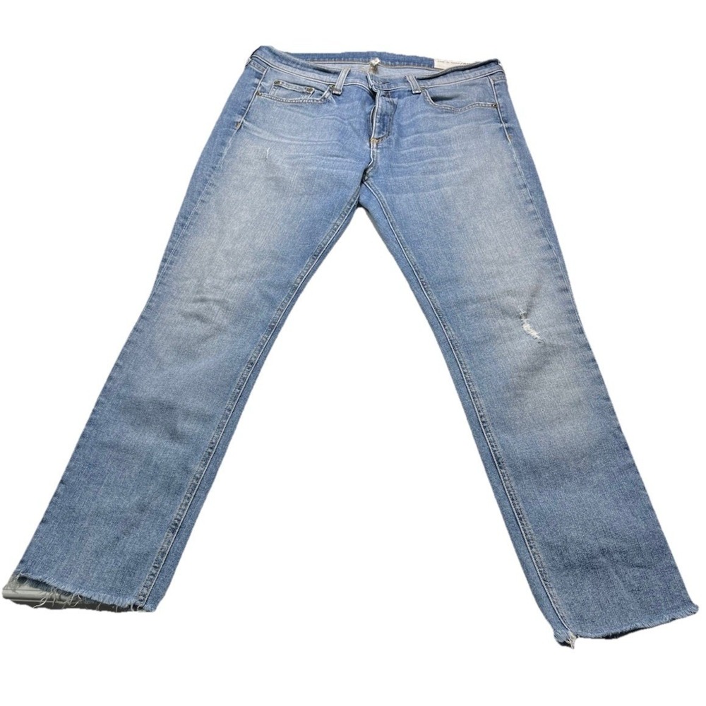 Rag & Bone Dre Capri Jeans Womens‎ 30 Straight Leg Raw Hem Denim Med Wash
